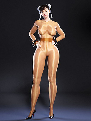 Drawn images of female street fighters showing off their legs in pantyhose