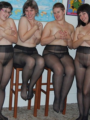 A few teen girls posing in pantyhose